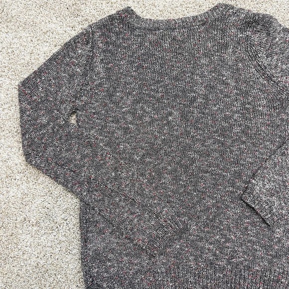 Sam Edelman Slub V-Neck Top Long Sleeve Pullover Hi-Low Rib Sweater Gray Small - Picture 5 of 11